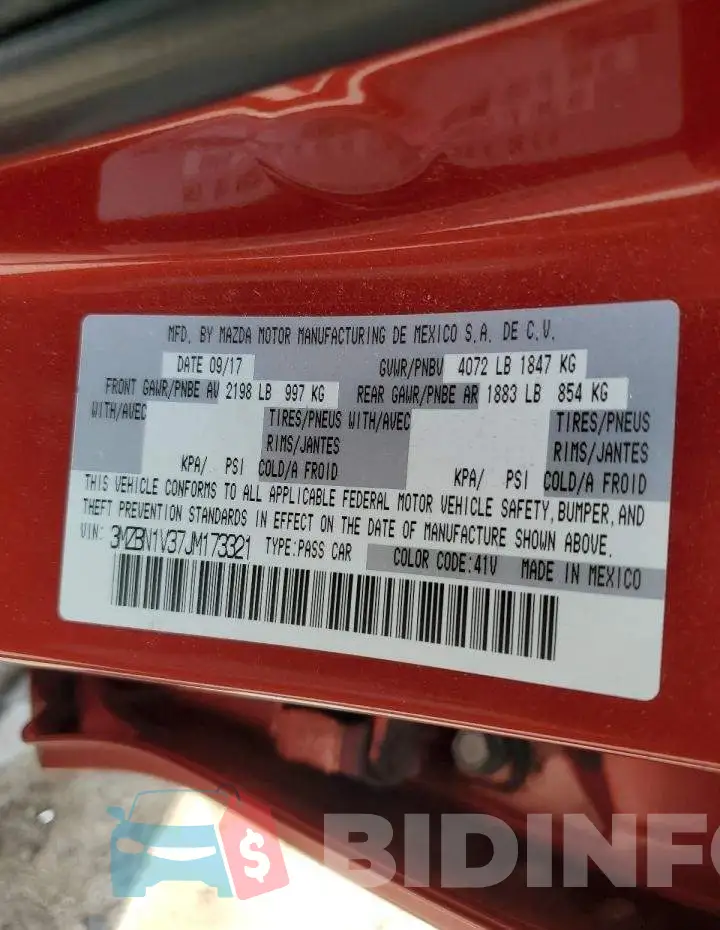 3MZBN1V37JM173321 Photo# 12