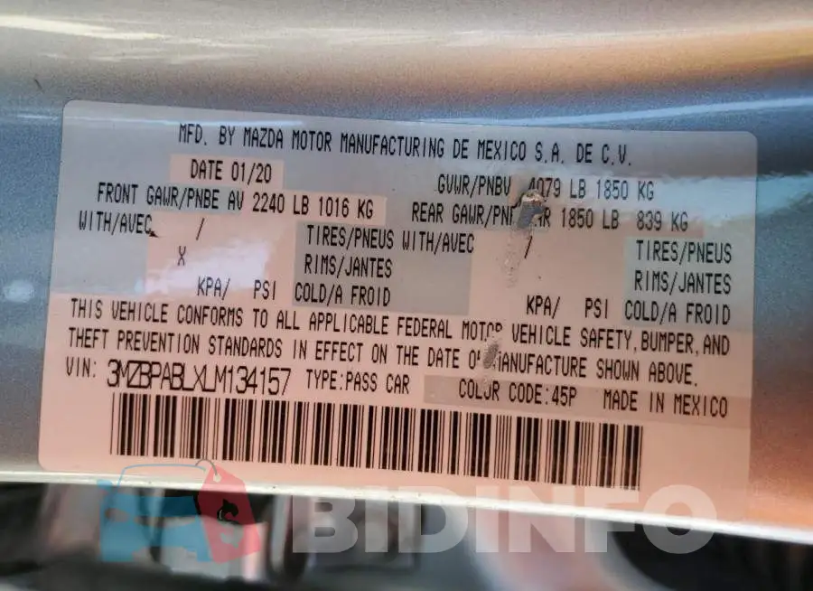 3MZBPABLXLM134157 Photo# 13