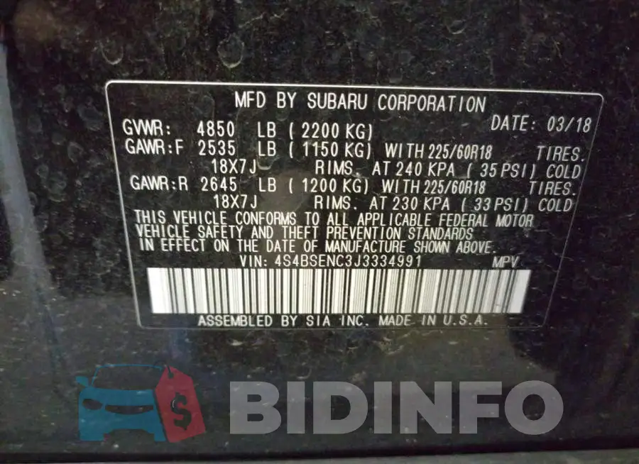 4S4BSENC3J3334991 Photo# 12
