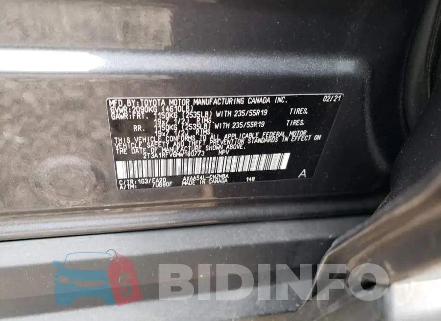 2T3A1RFV6MW180773 Photo# 13