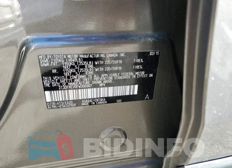 2T3DFREV0FW306967 Photo# 13