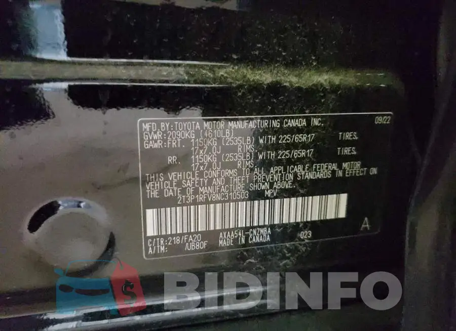 2T3P1RFV8NC310503 Photo# 13