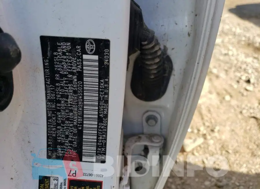 4T1BF1FK2HU455020 Photo# 12
