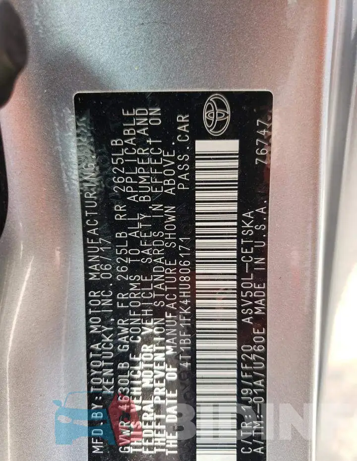 4T1BF1FK4HU806171 Photo# 13