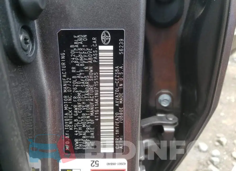4T1G11AK1NU715155 Photo# 12