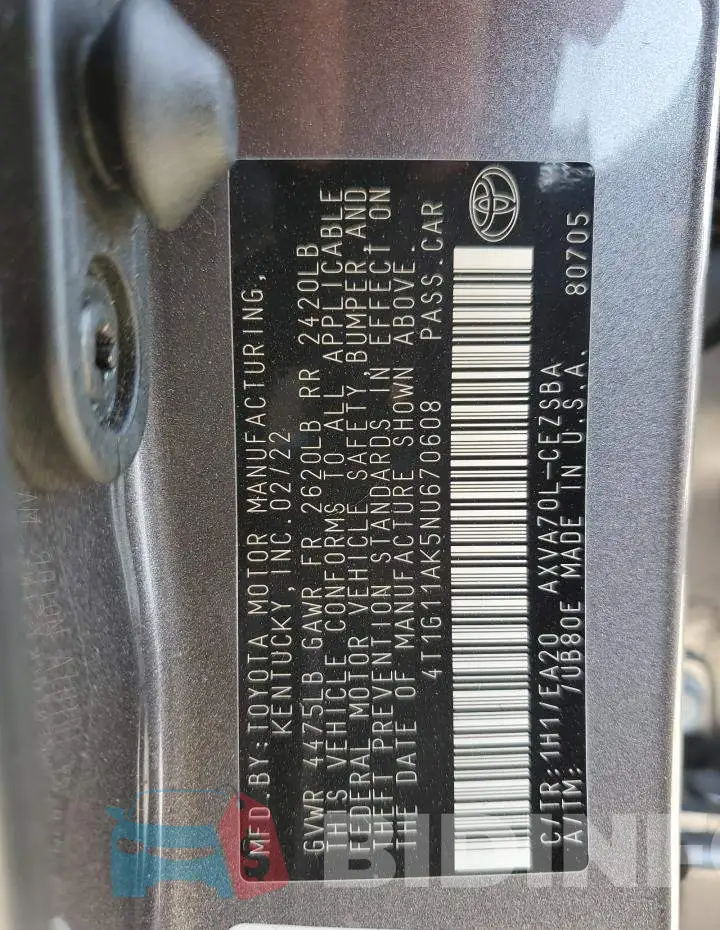 4T1G11AK5NU670608 Photo# 12