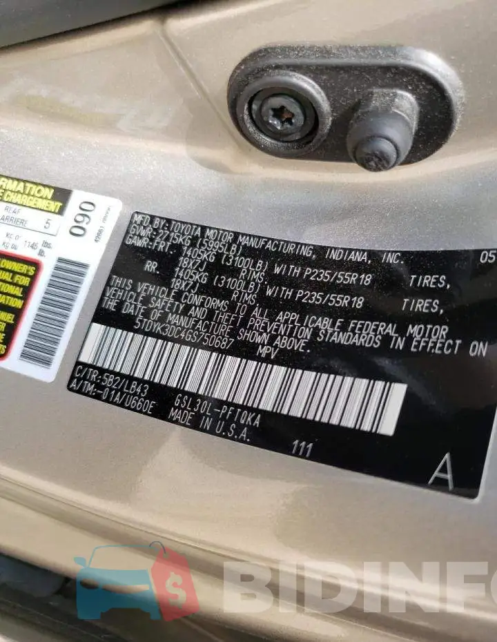 5TDYK3DC4GS750687 Photo# 13