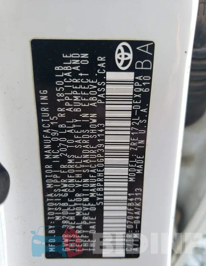 5YFBPRHE0GP391143 Photo# 12
