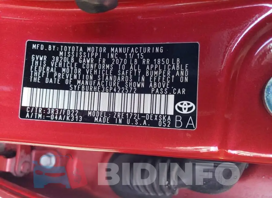 5YFBURHE3GP422572 Photo# 13