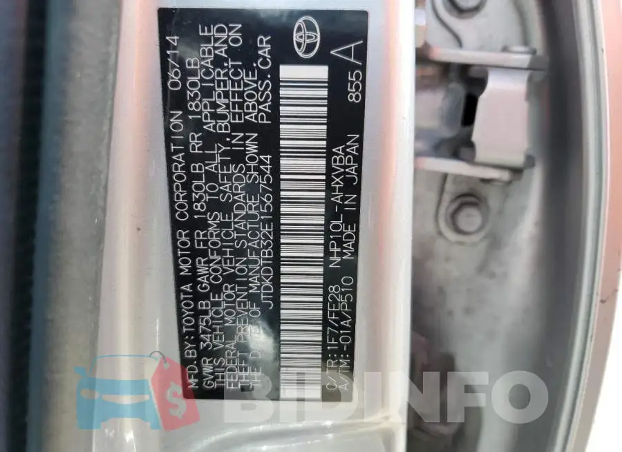 JTDKDTB32E1567544 Photo# 13