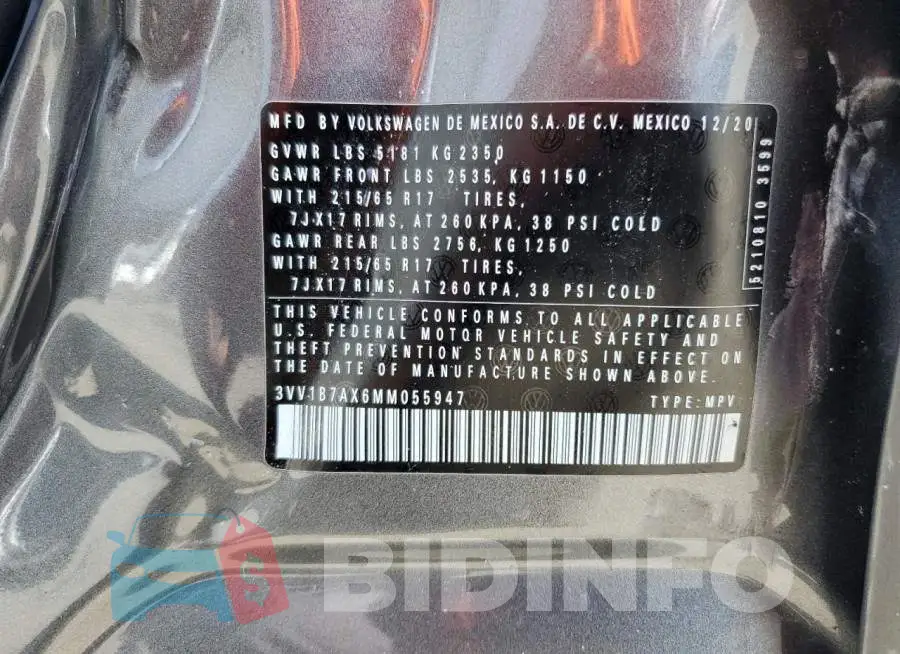 3VV1B7AX6MM055947 Photo# 13
