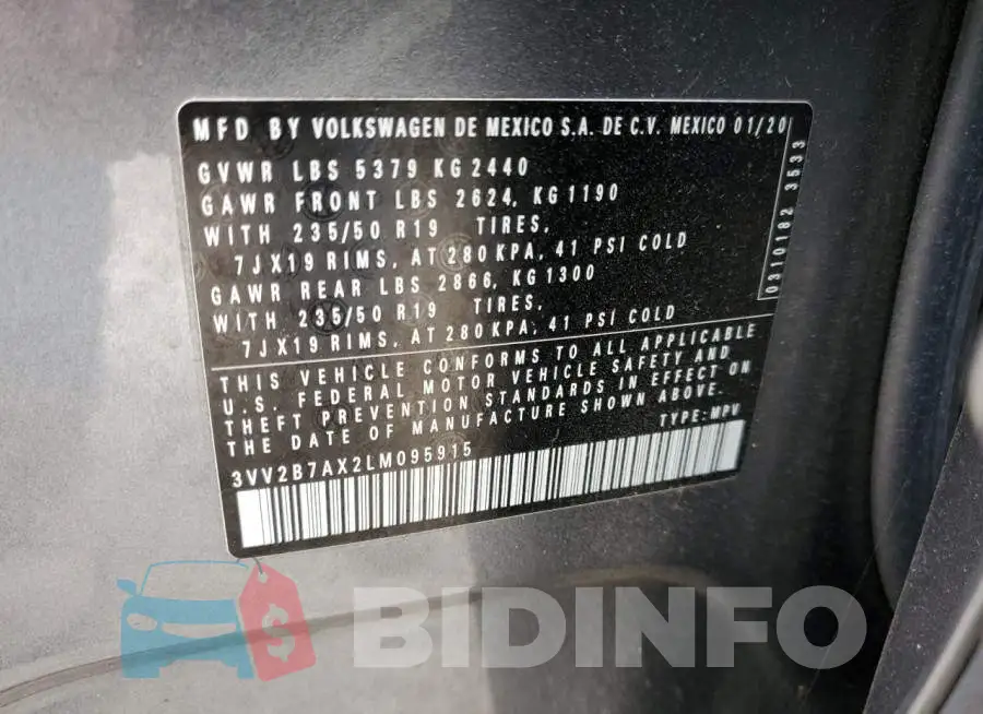 3VV2B7AX2LM095915 Photo# 13