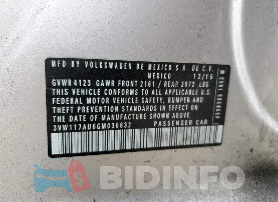 3VW117AU6GM036632 Photo# 12