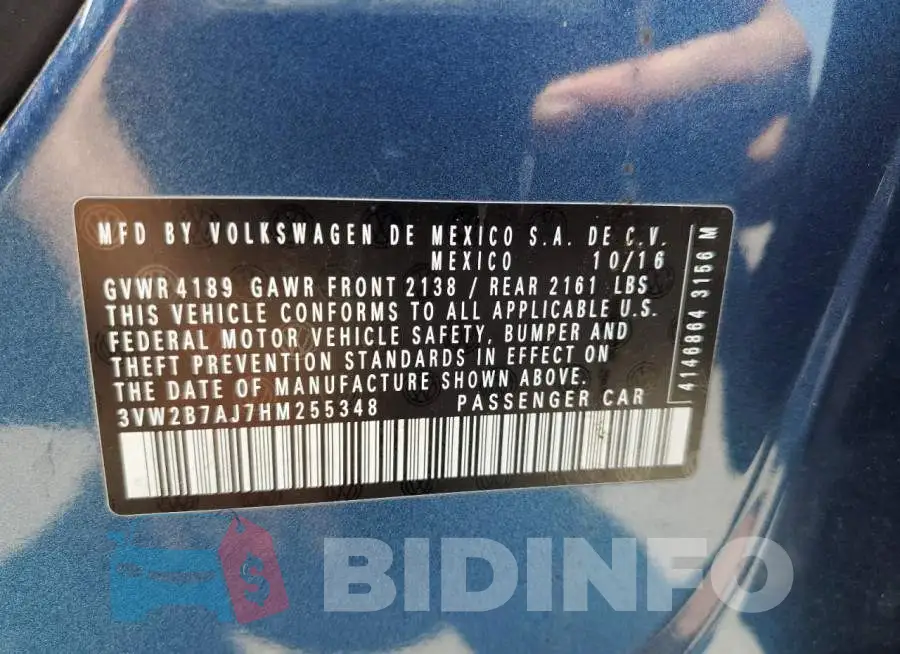 3VW2B7AJ7HM255348 Photo# 12