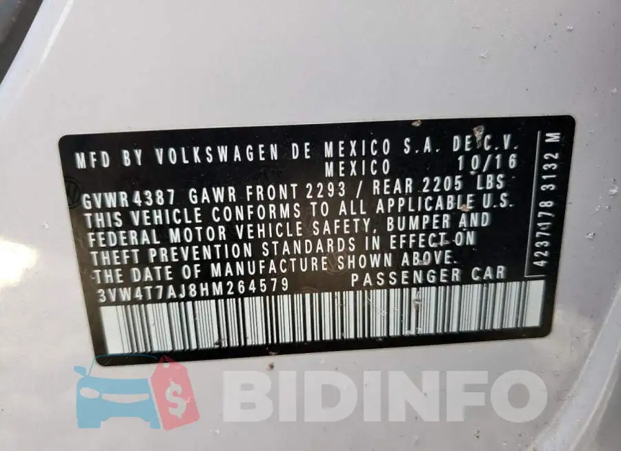 3VW4T7AJ8HM264579 Photo# 12
