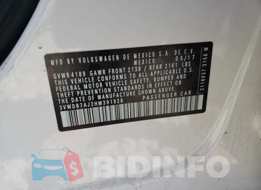 3VWDB7AJ2HM391928 Photo# 12