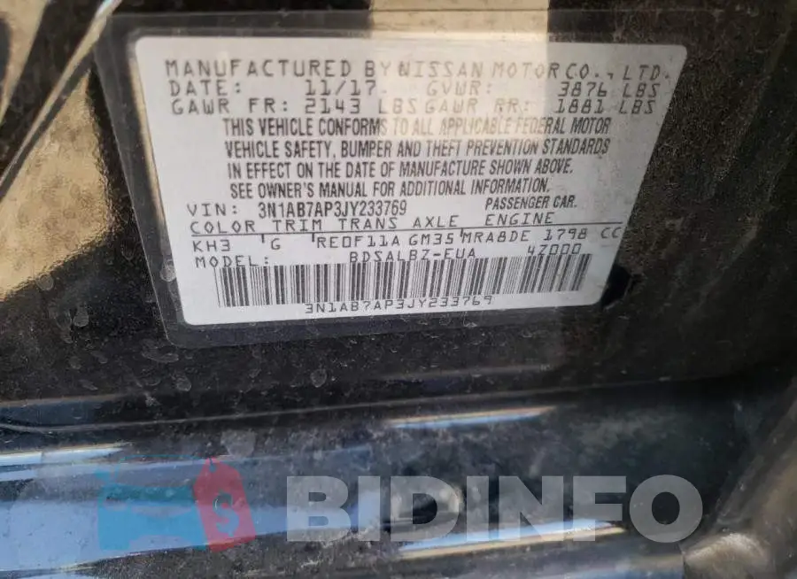 3N1AB7AP3JY233769 Photo# 12