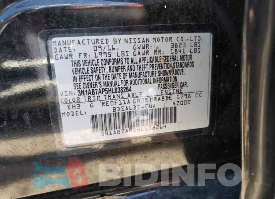 3N1AB7AP5HL638264 Photo# 13