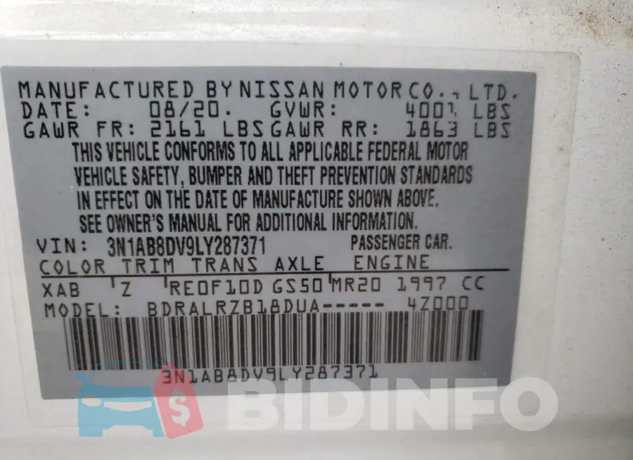 3N1AB8DV9LY287371 Photo# 12