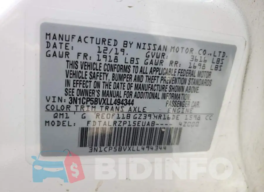 3N1CP5BVXLL494344 Photo# 12