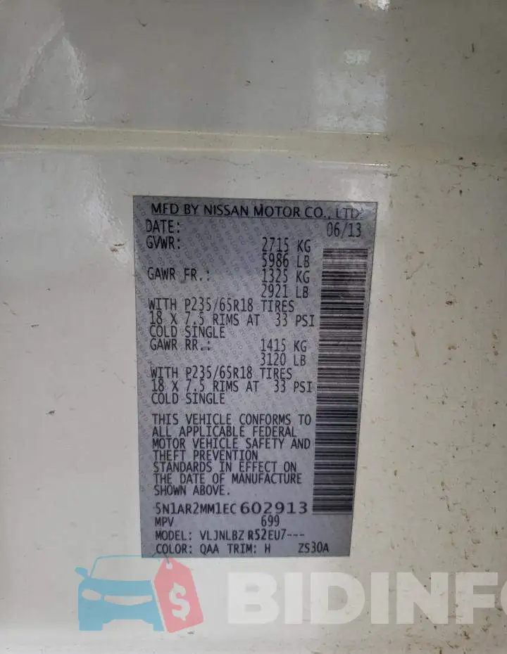 5N1AR2MM1EC602913 Photo# 13