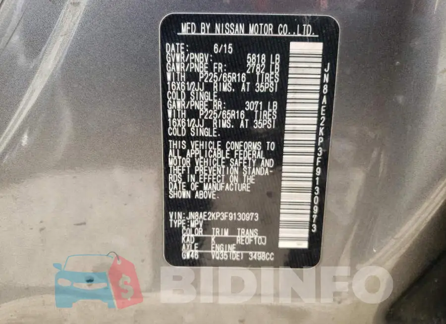 JN8AE2KP3F9130973 Photo# 13