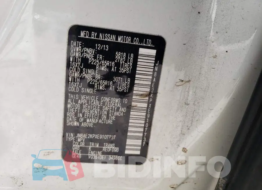 JN8AE2KPXE9107737 Photo# 13