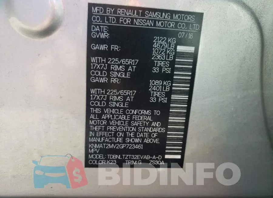 KNMAT2MV2GP723461 Photo# 13