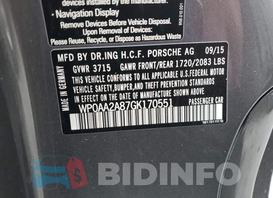 WP0AA2A87GK170551 Photo# 13