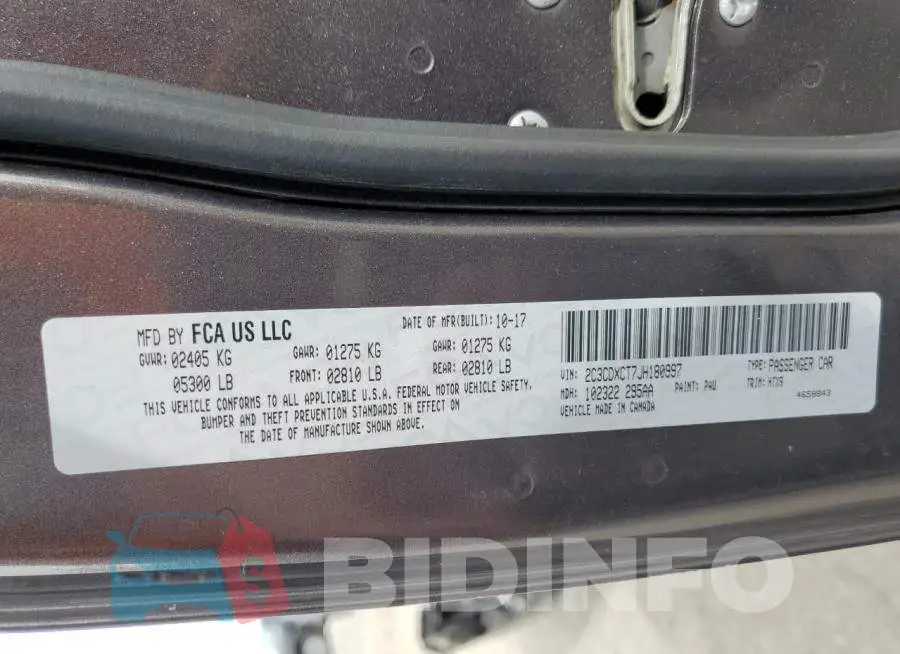 2C3CDXCT7JH180997 Photo# 13