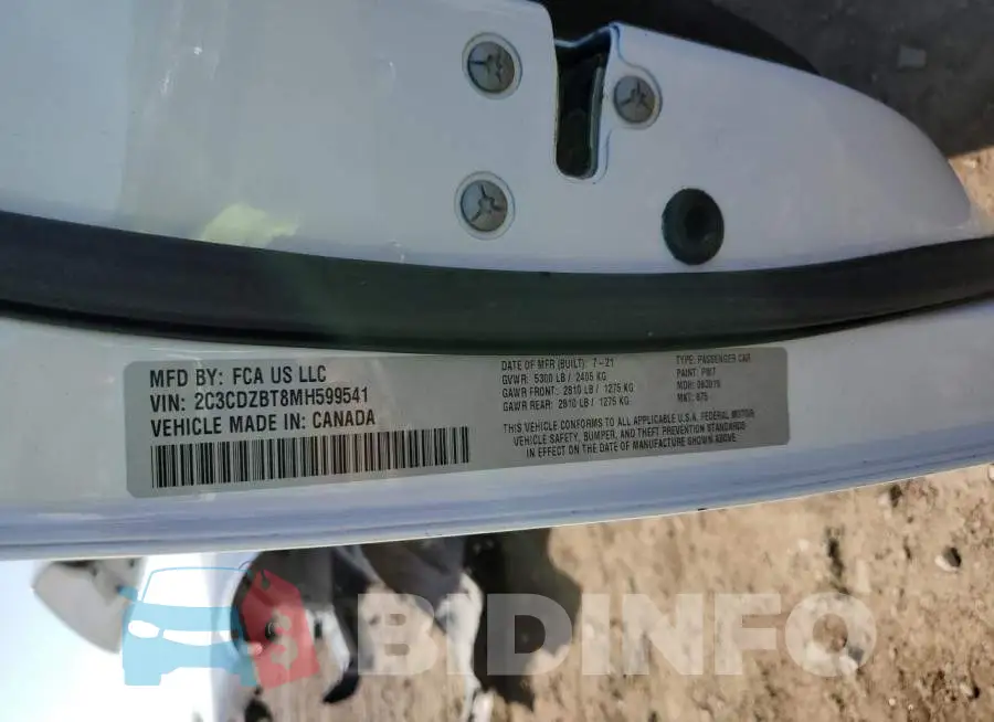 2C3CDZBT8MH599541 Photo# 12