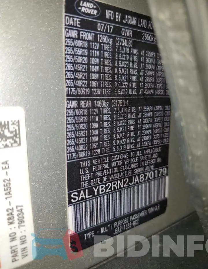 SALYB2RN2JA870179 Photo# 13