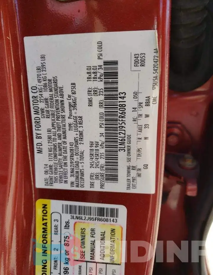 3LN6L2J95FR608143 Photo# 12