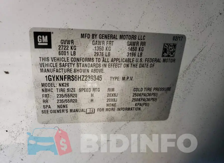 1GYKNFRS6HZ239345 Photo# 13