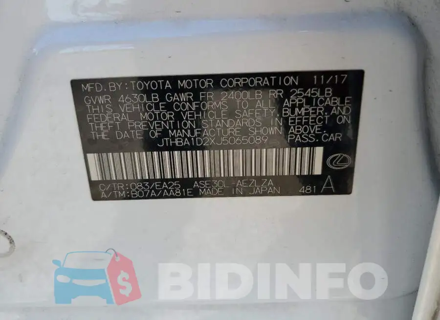 JTHBA1D2XJ5065089 Photo# 12