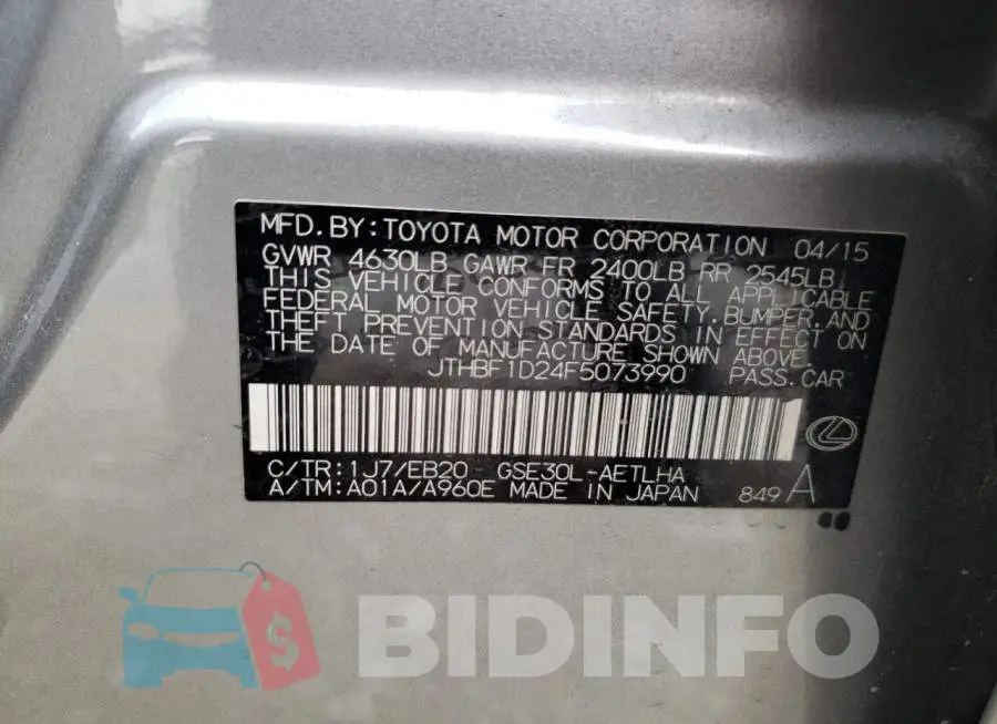 JTHBF1D24F5073990 Photo# 12