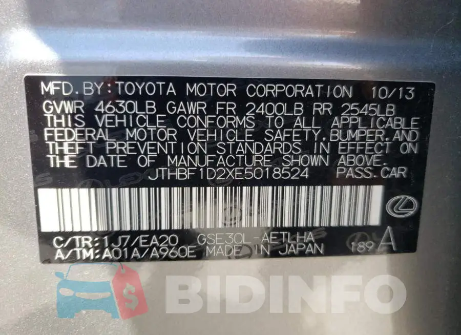 JTHBF1D2XE5018524 Photo# 12