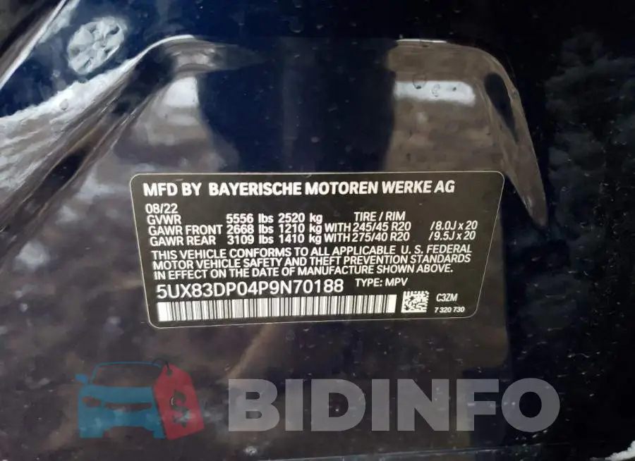 5UX83DP04P9N70188 Photo# 14