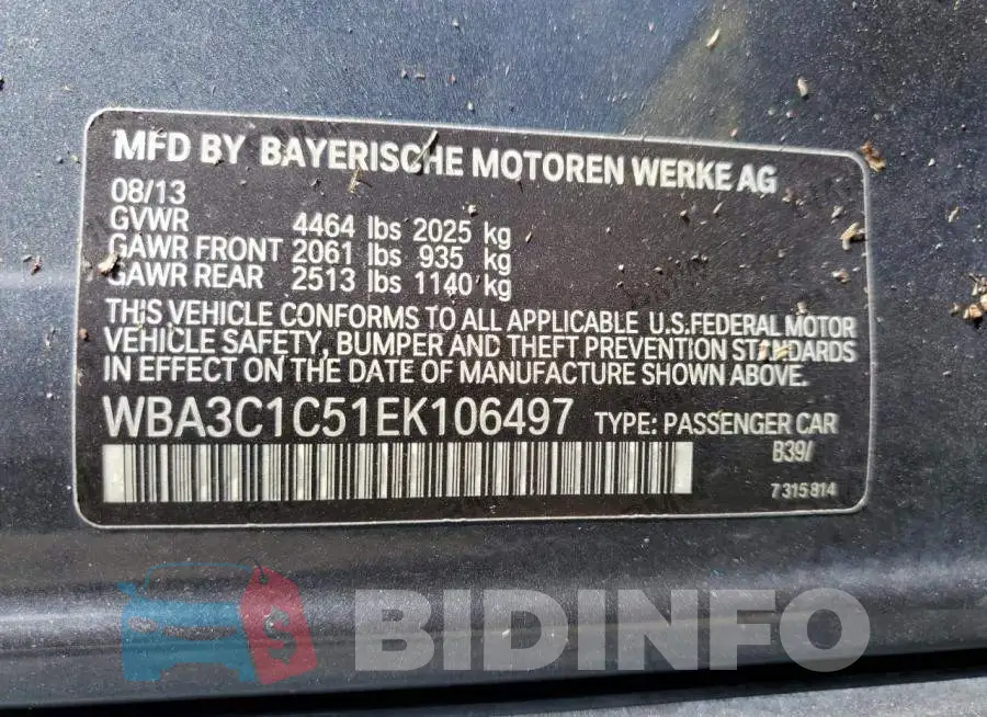 WBA3C1C51EK106497 Photo# 13