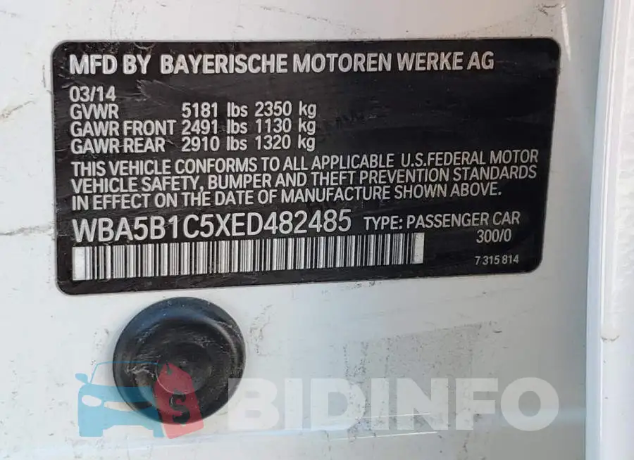 WBA5B1C5XED482485 Photo# 12