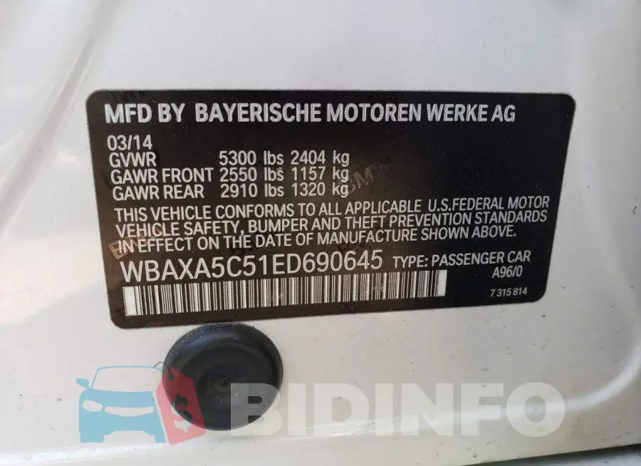 WBAXA5C51ED690645 Photo# 12