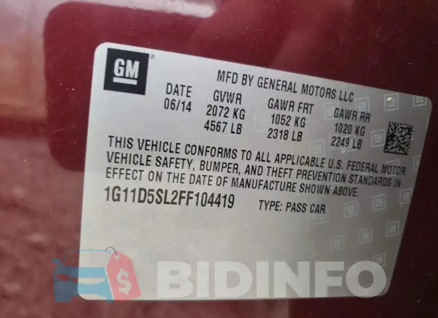 1G11D5SL2FF104419 Photo# 10