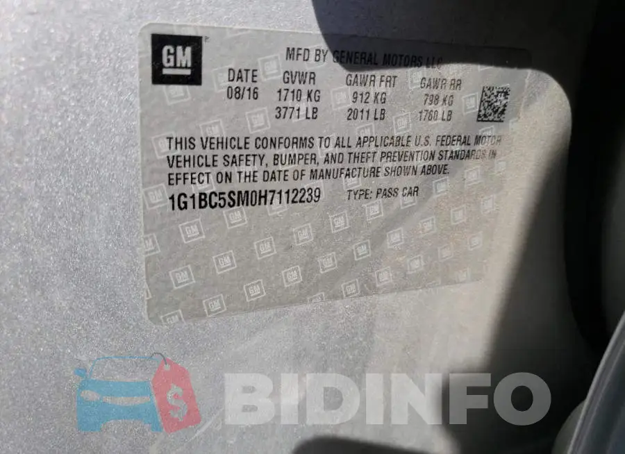 1G1BC5SM0H7112239 Photo# 12