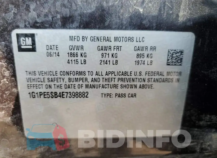 1G1PE5SB4E7398882 Photo# 12