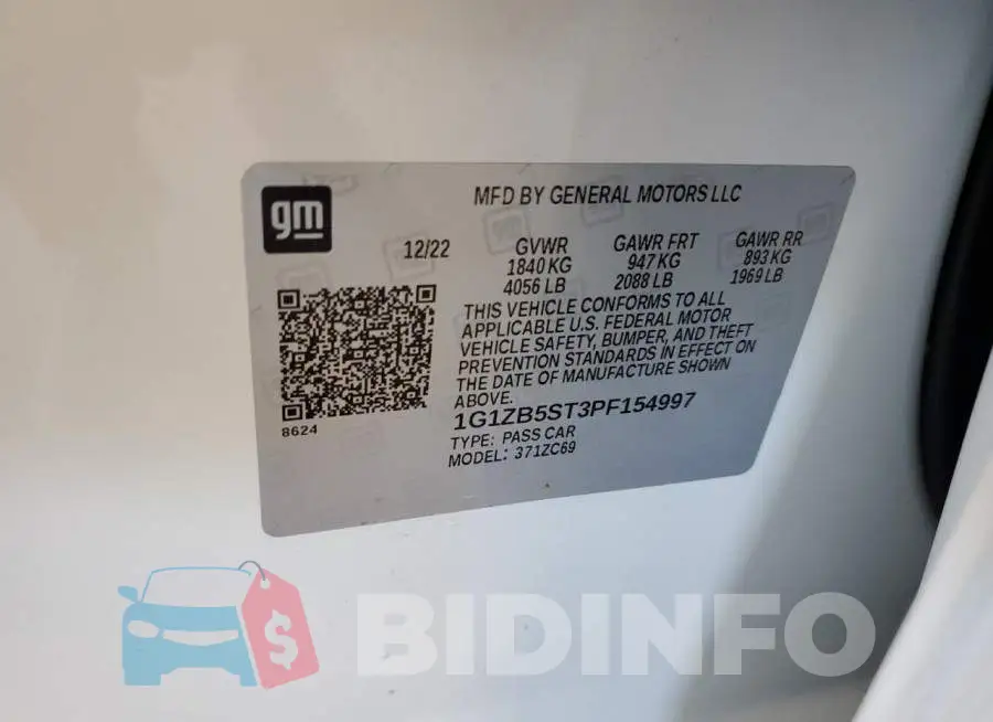 1G1ZB5ST3PF154997 Photo# 12