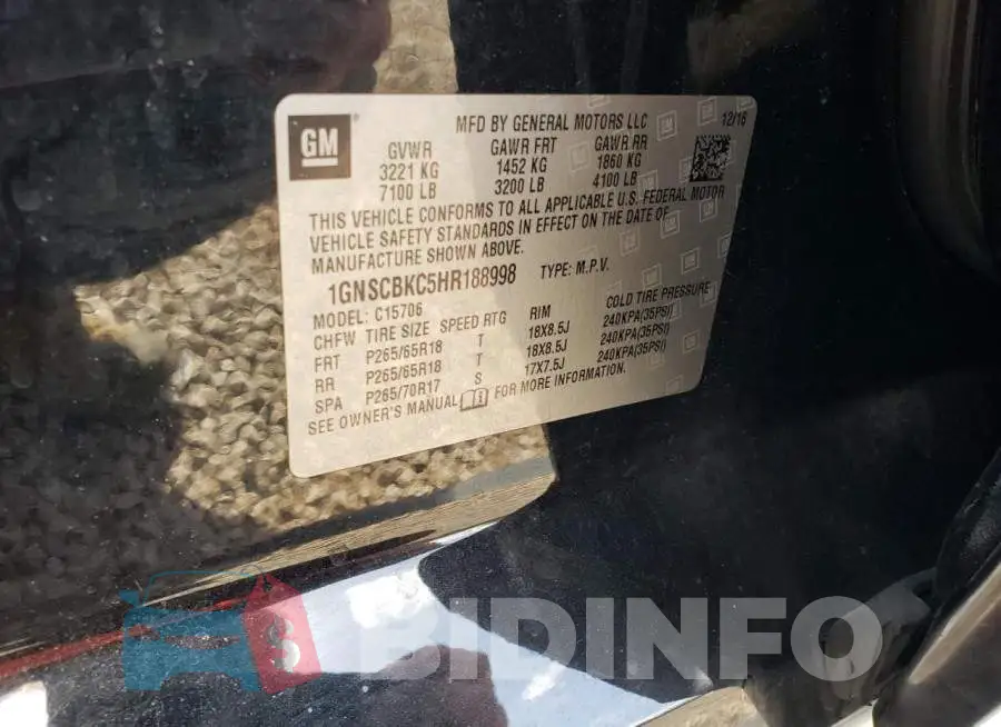 1GNSCBKC5HR188998 Photo# 13