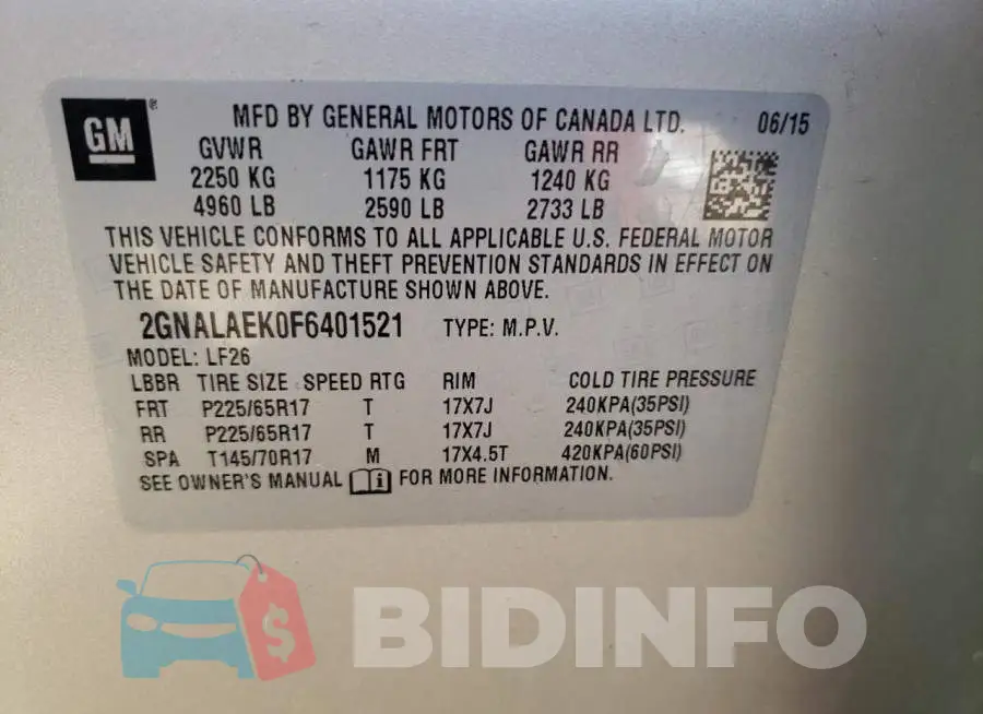 2GNALAEK0F6401521 Photo# 12