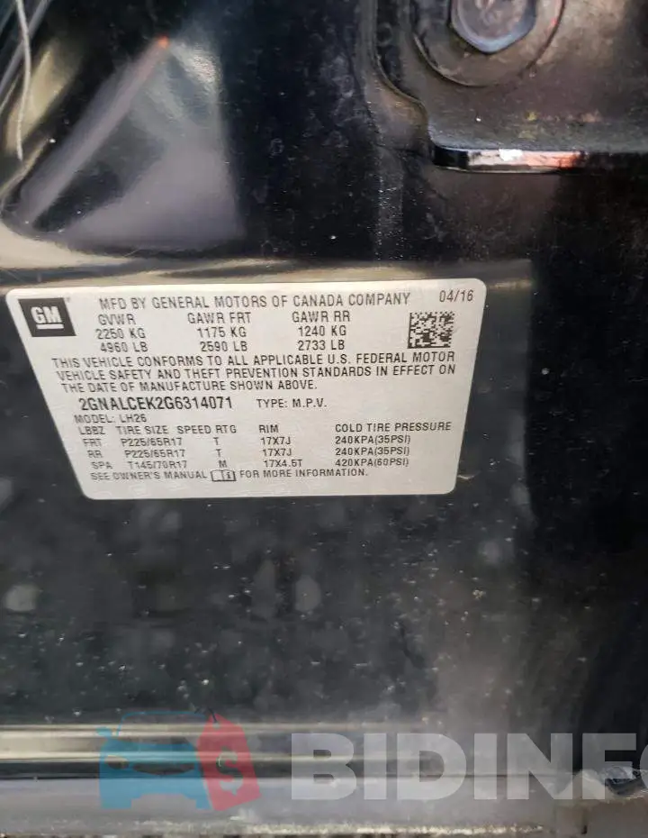 2GNALCEK2G6314071 Photo# 13