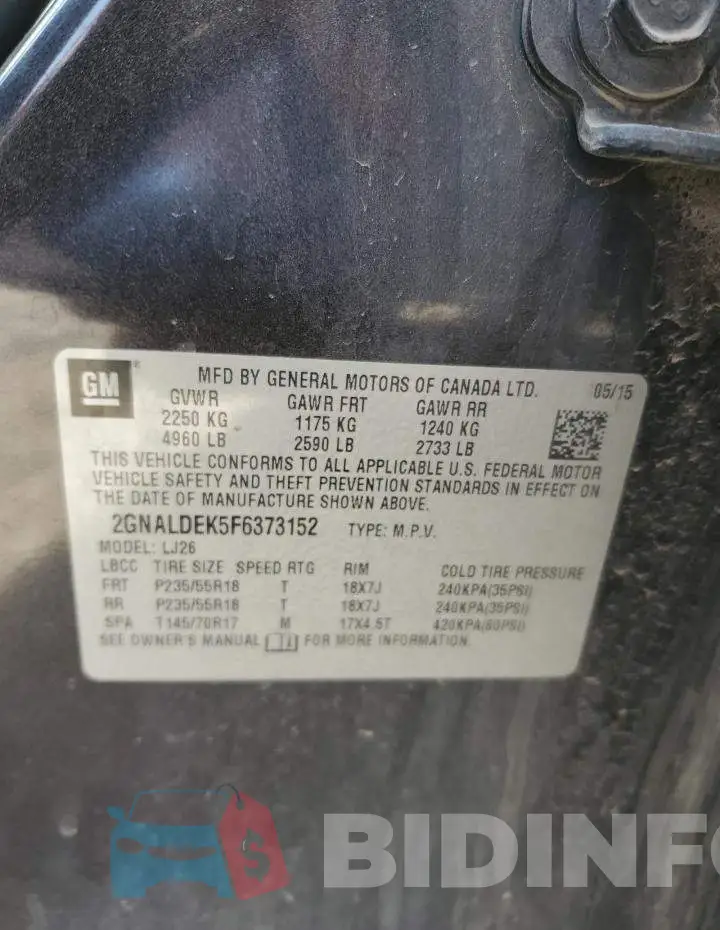 2GNALDEK5F6373152 Photo# 12