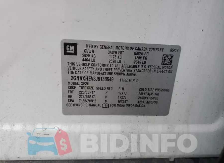 2GNAXHEV3J6138649 Photo# 13